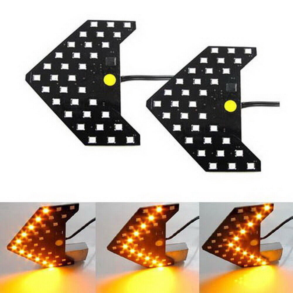 (2) Amber 33-SMD Sequential LED Arrows for Car Side Mirror Turn Signal Lights