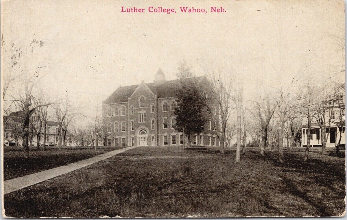Luther College Wahoo NE Nebraska c1913 Litho Postcard G86