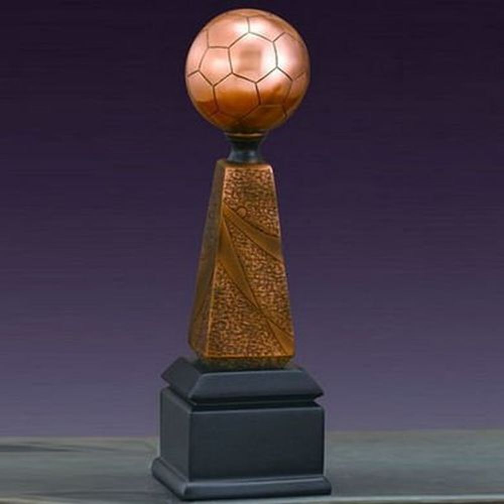 Soccer Ball Figure Bronze Plated Statue Sculpture 10.5H