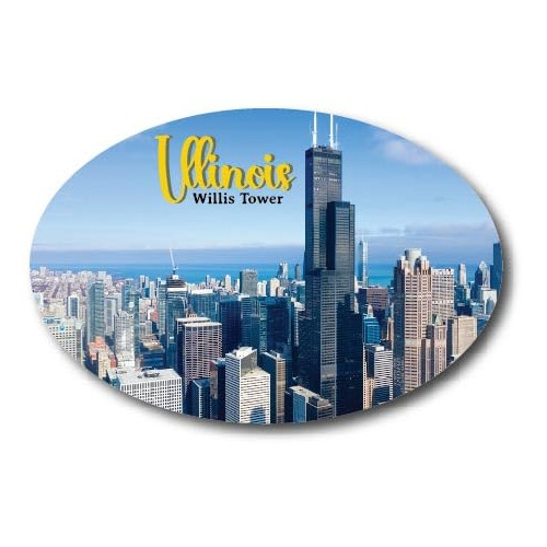 Illinois Willis Tower Showing Chicago\'s Urban Skyline and Architecture Magnet