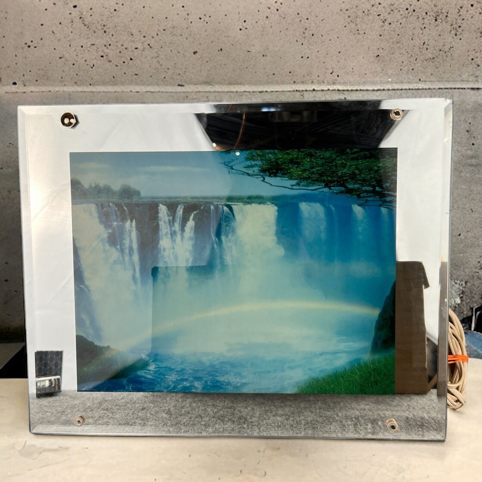 Vintage Visiontac Light Box Moving Picture Motion Nature Sound Waterfall Mirror