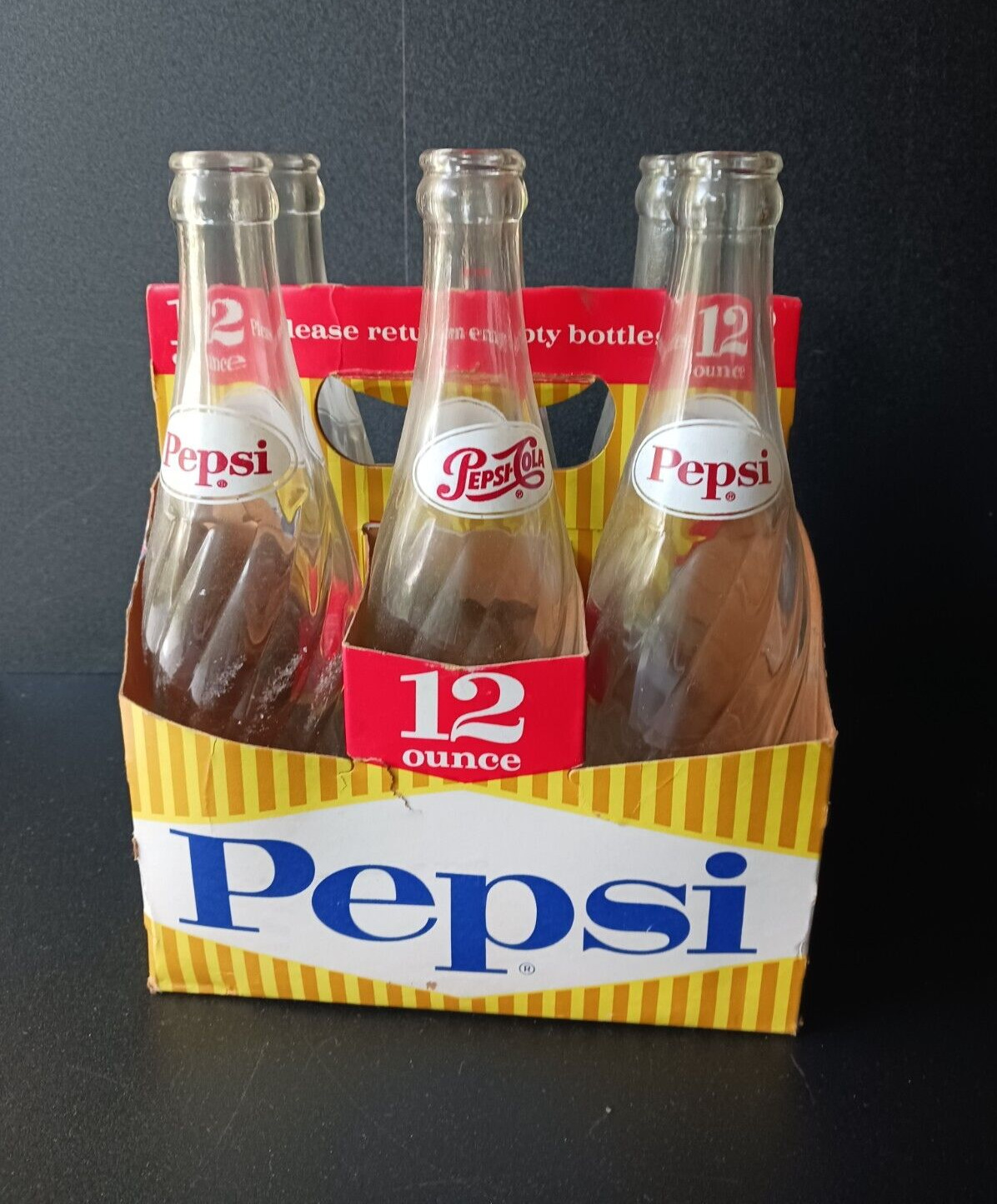 Vintage 1960\'s Pepsi-Cola 6-Pack of 12 oz. Bottles w/Cardboard Carrying Carton