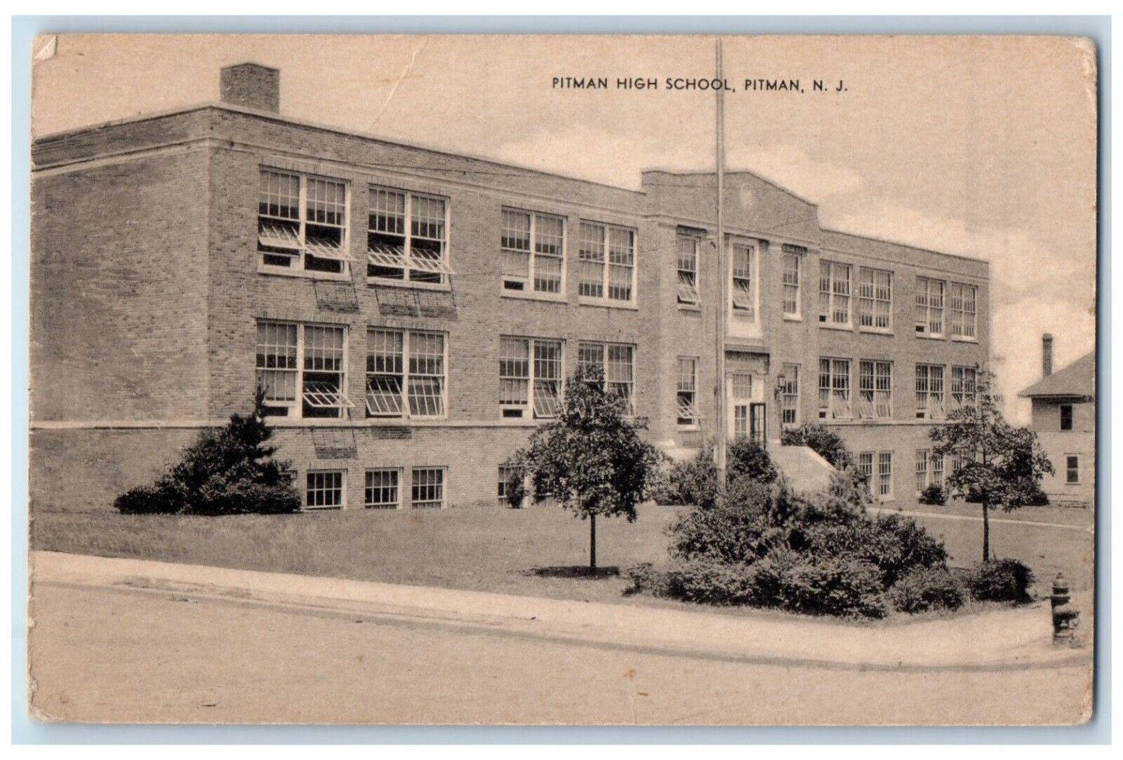 1952 Pitman High School Building Pitman New Jersey NJ Antique Vintage Postcard