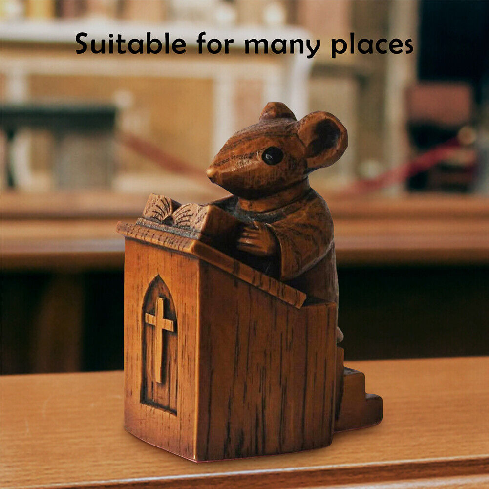 Collectibles Figurines Church Mouse Statue Resin Outdoor Pulpit Wooden For Home