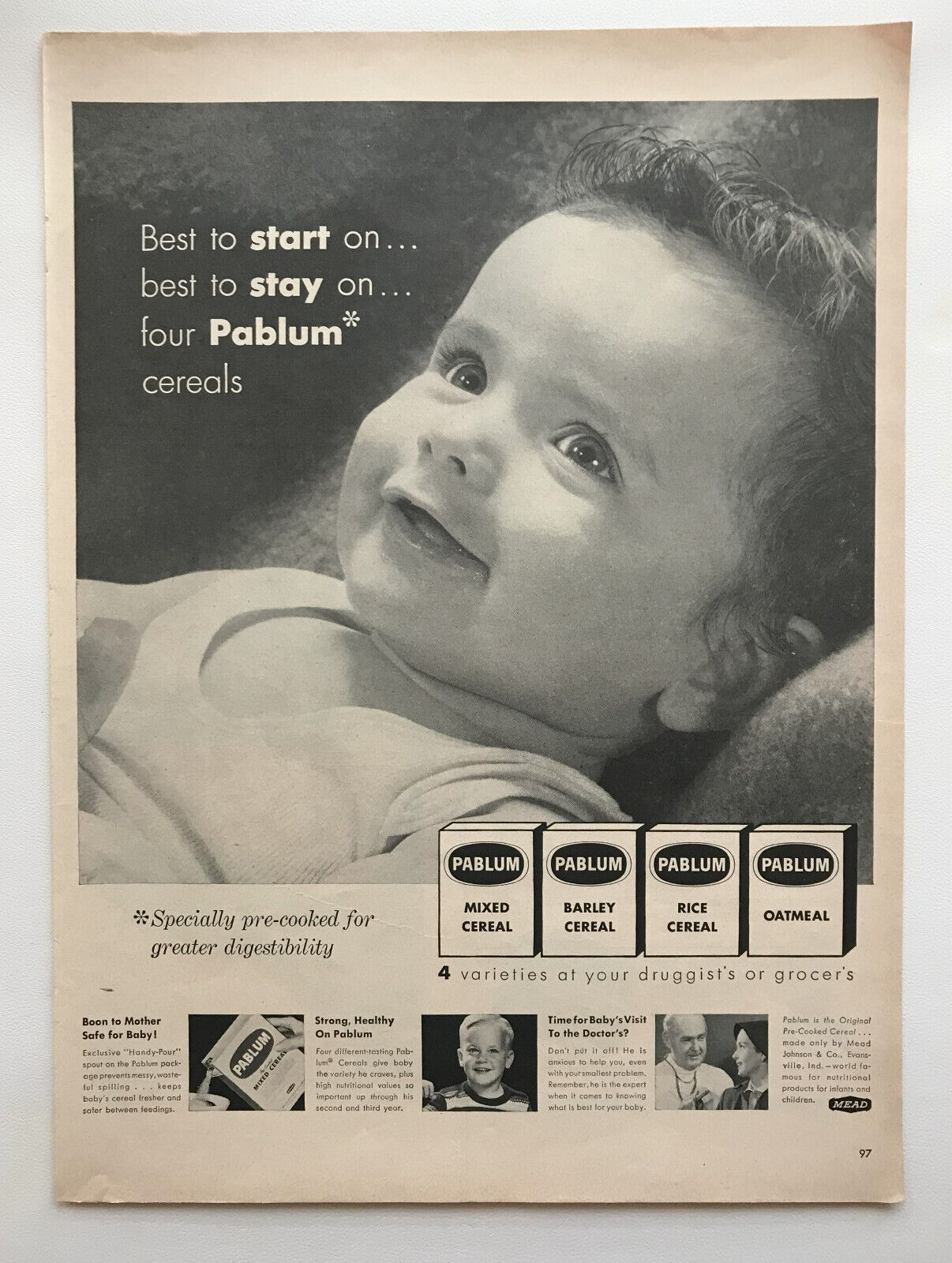 1953 Pablum Baby Cereal Food,  Ansco All Weather Film Vintage Print Ads