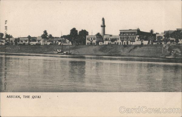 Egypt Assuan,the quai Lichtenstern & Harnel Postcard Vintage Post Card