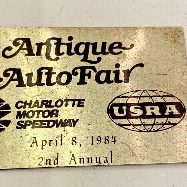 1984 Antique Auto Fair Charlotte Motor Speedway USRA North Carolina Metal Plaque