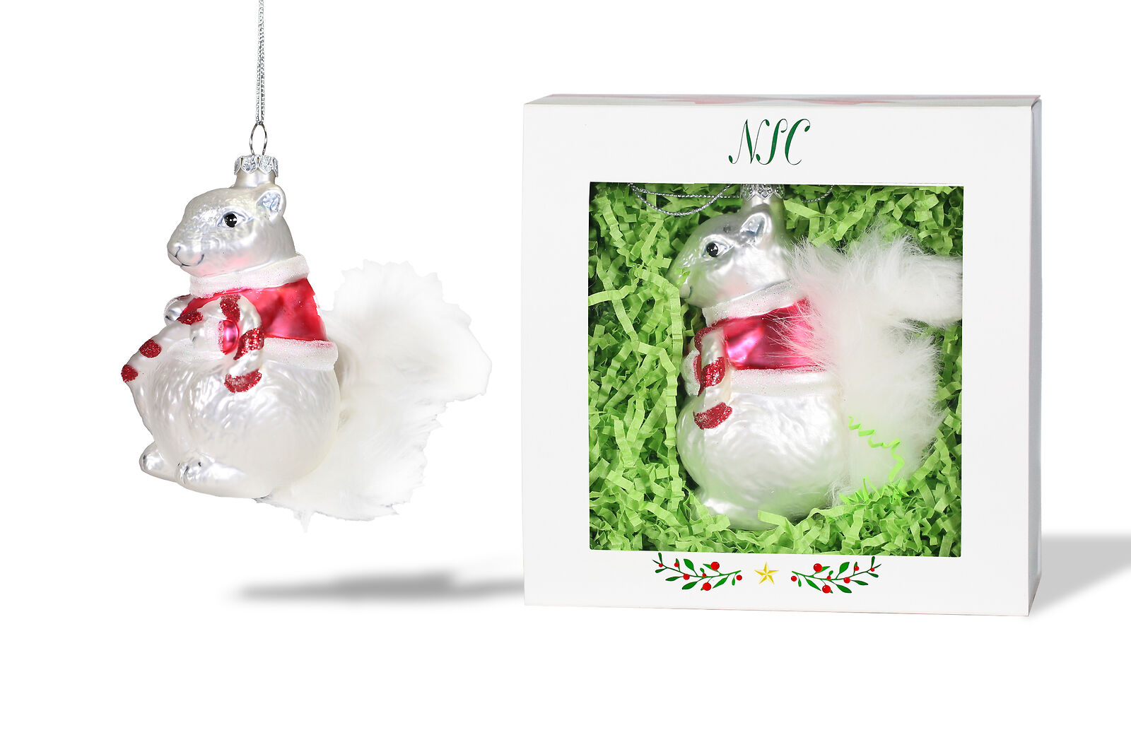 North Star Christmas | Festive Squirrel Glass Ornament | Christmas Collection