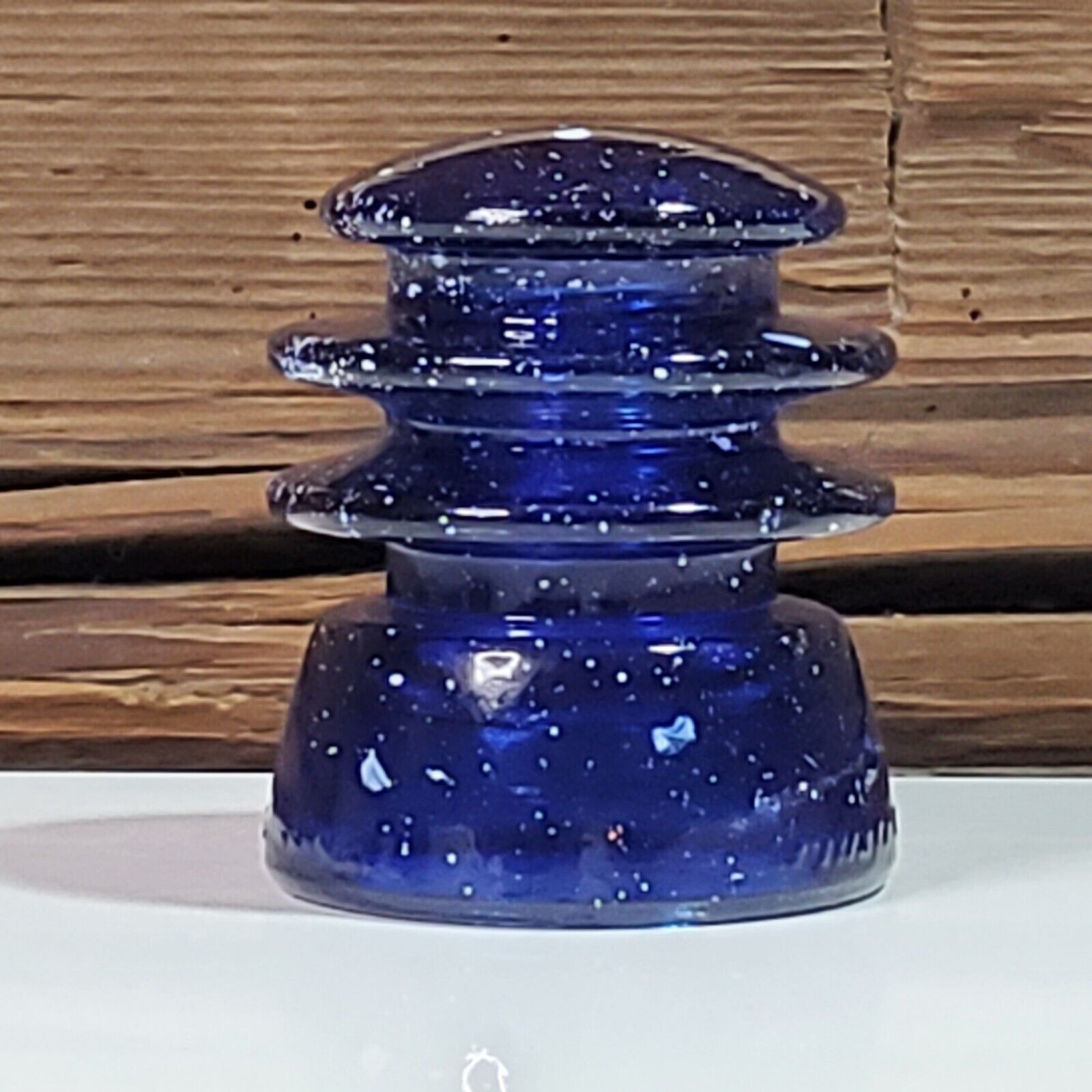 Vintage Glass Insulator Stained Cobalt Blue With Stars Decorative Glass Antique 