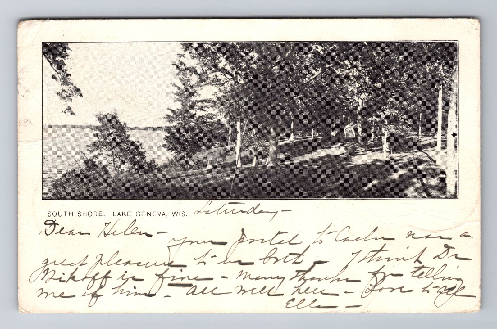 Lake Geneva WI-Wisconsin, South Shore, Antique Vintage c1905 Souvenir Postcard