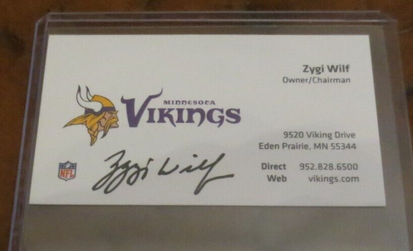 Zygi Wilf Owner Chairman Minnesota Vikings NFL signed autographed business card 