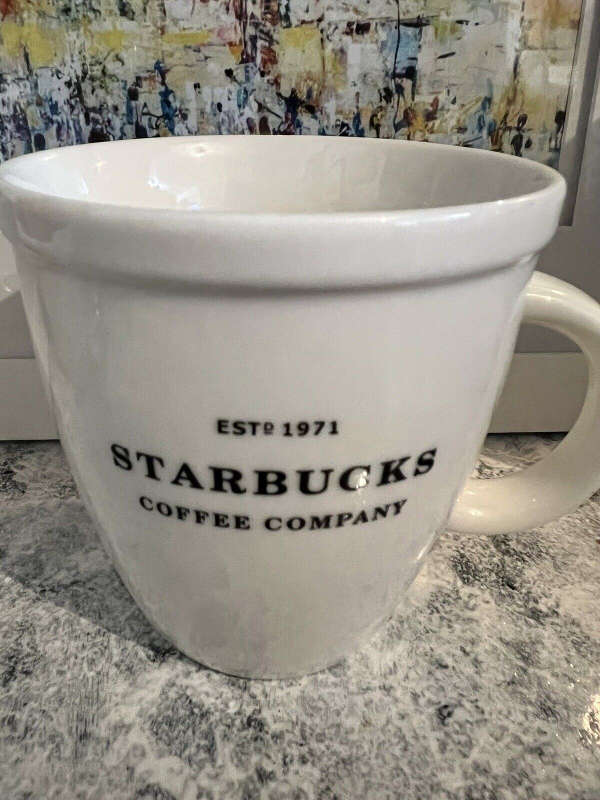 Vintage Starbucks Barista Mug 2001 Ceramic Large White 16oz Coffee Cup Est 1971