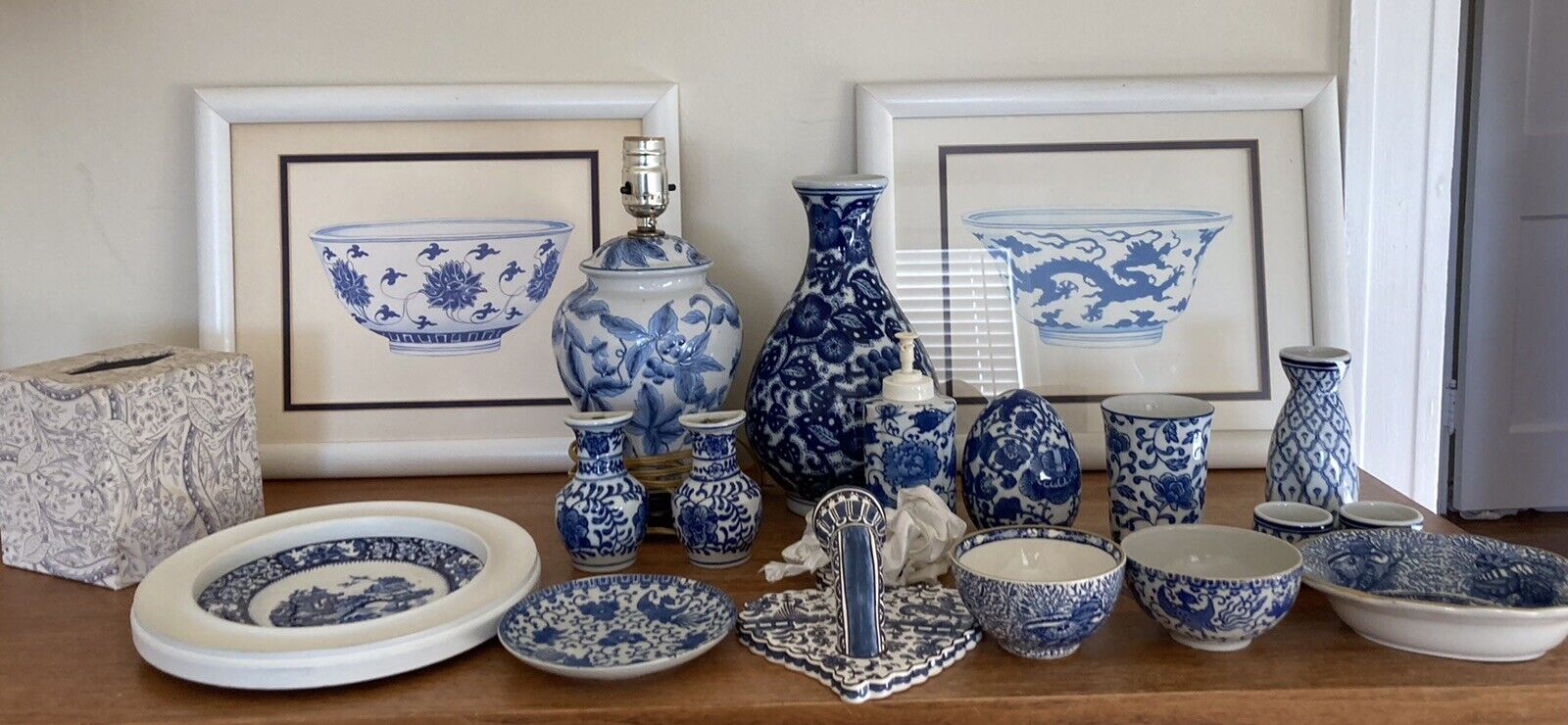 Lot Of 17 Antique, Vintage, Reproduction Blue & White Porcelains/Ceramics