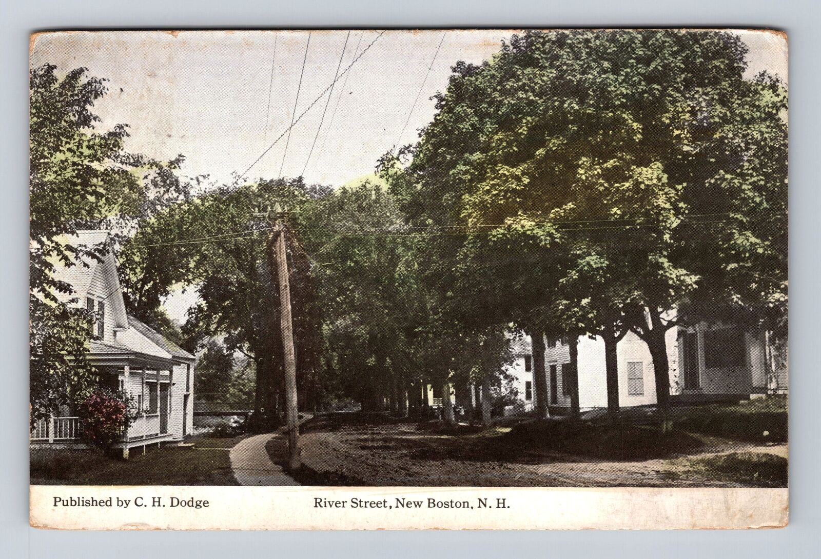 New Boston NH-New Hampshire, River Street, Antique, Vintage c1922 Postcard