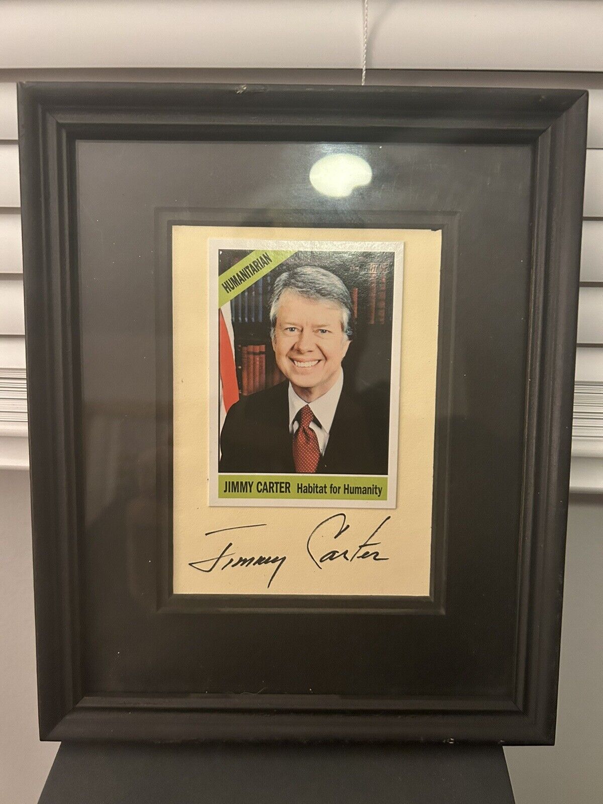 Jimmy Carter Signed Topps Card Framed Full Signature RARE Autographed