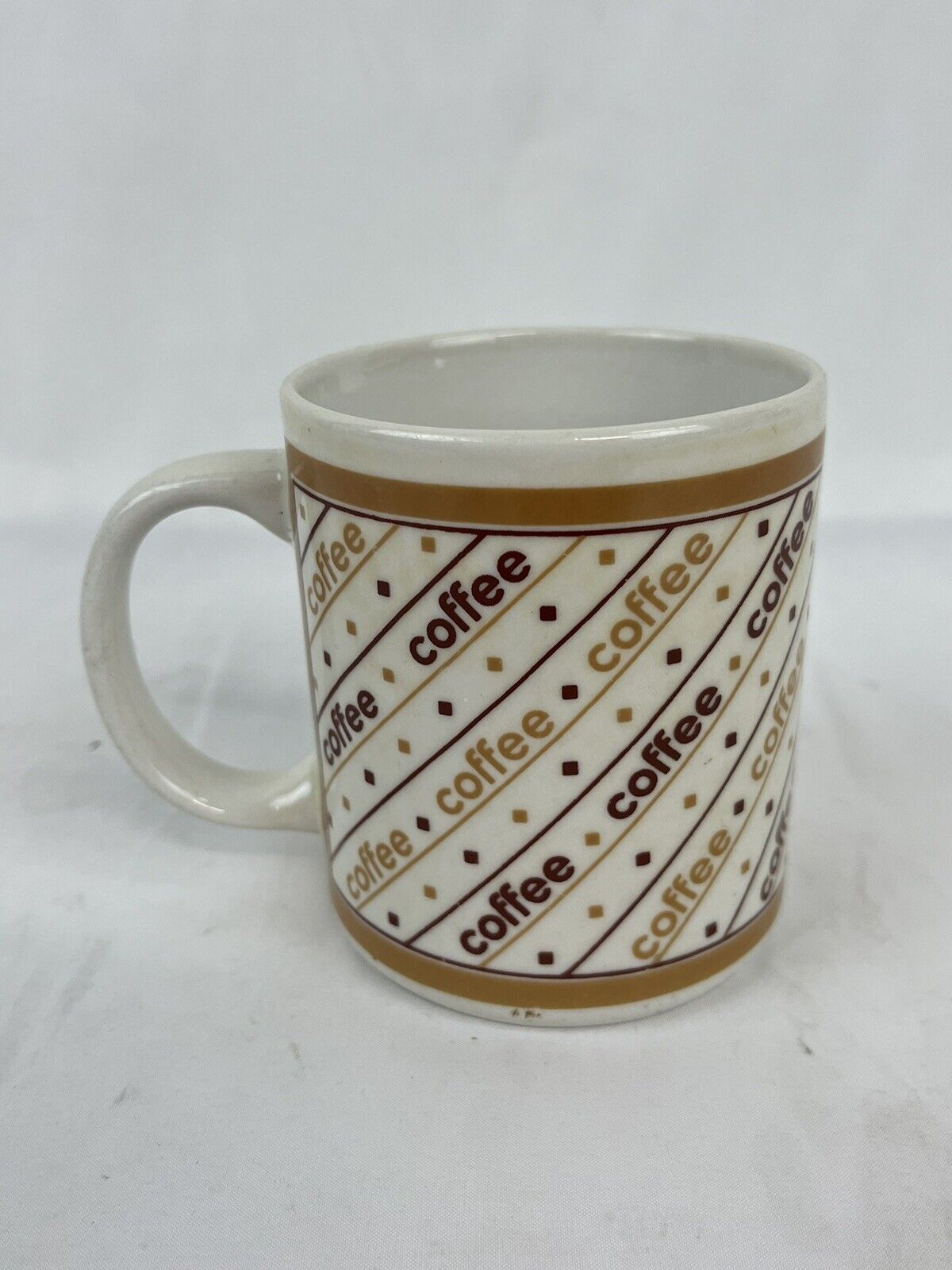 Finest Ceramics “Coffee” Coffee Mug Brown Tan Retro