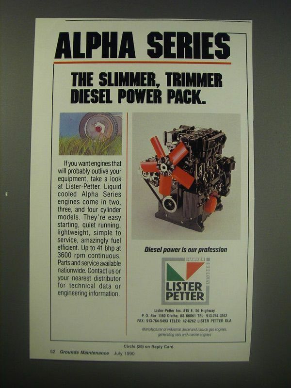 1990 Lister-Petter Liquid Cooled Alpha Series Engines Ad