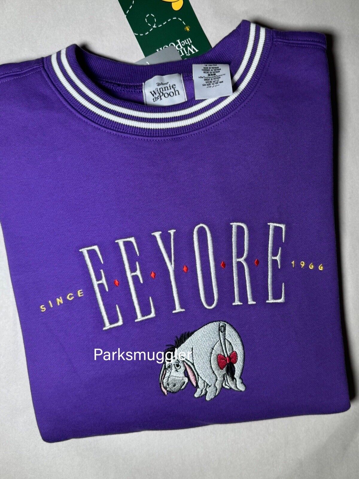 Disney Parks Winnie The Pooh Eeyore Purple Embroidered Pullover Sweatshirt MED