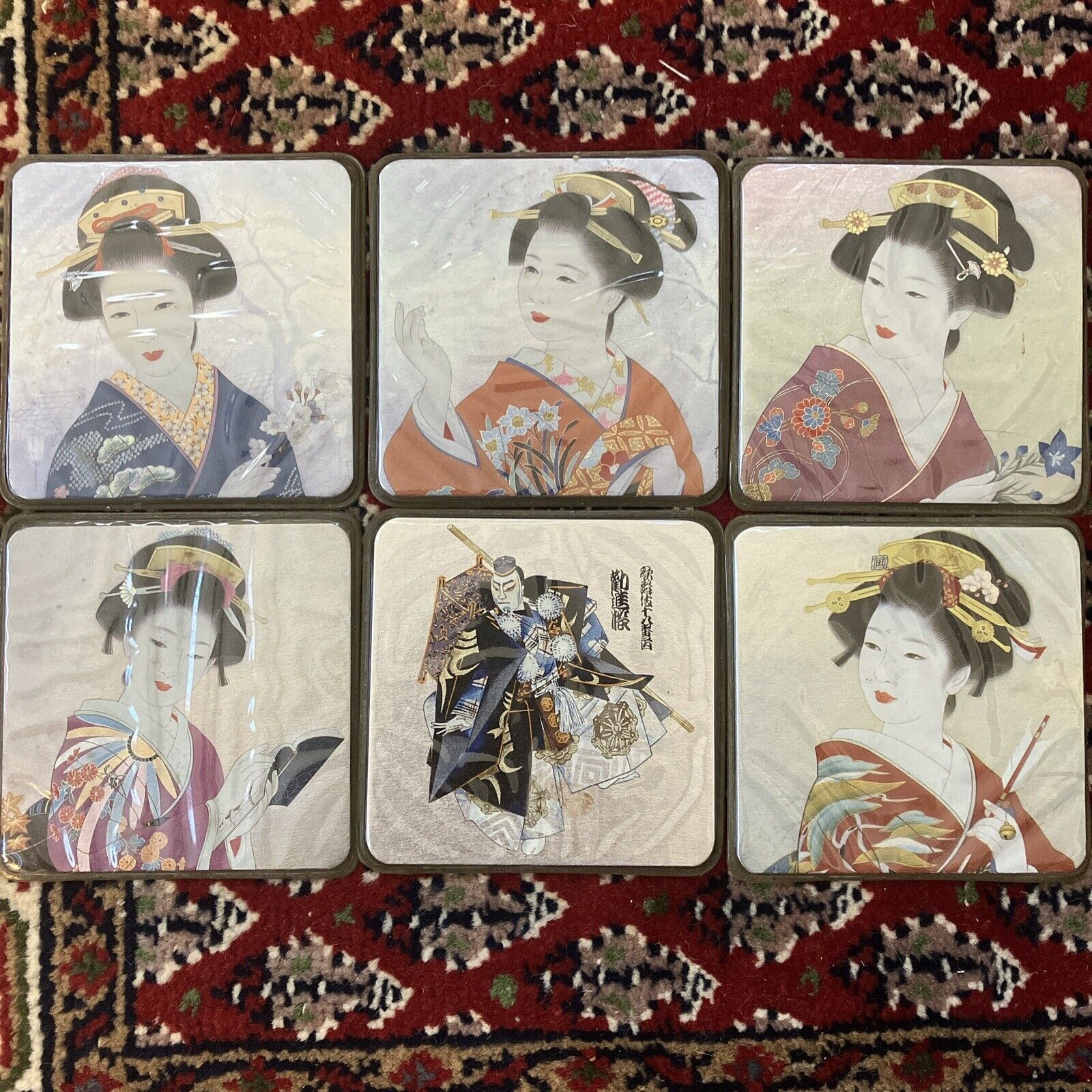 Vintage Japanese Coasters Of Modern Beauties -box Of 6