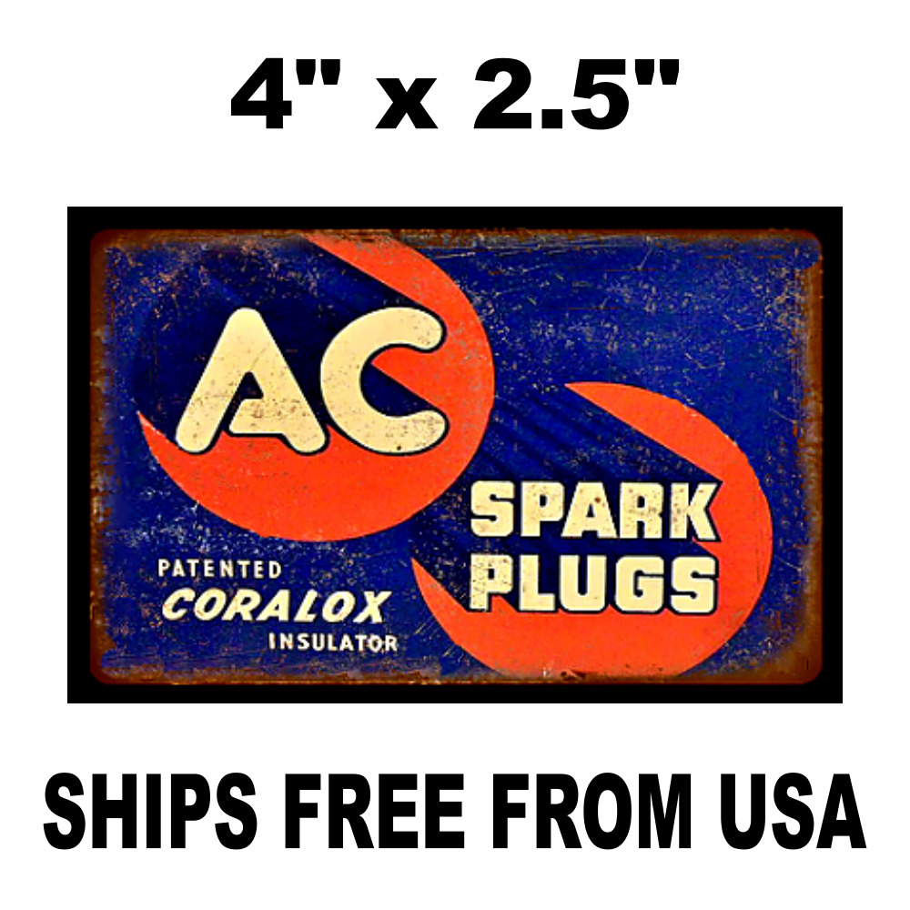 AC Spark Plug Sign Sticker-Original 50\'s, 60\'s Vintage Replica Decal