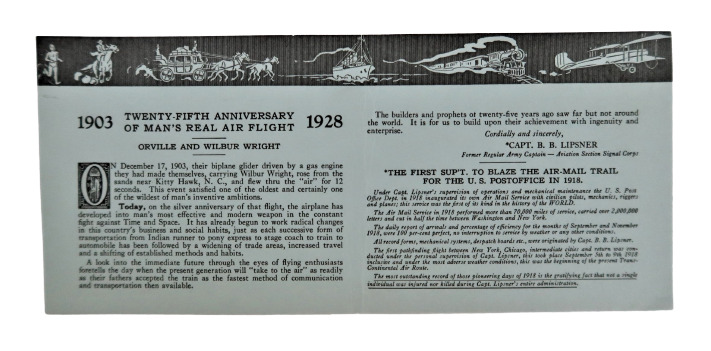 Vintage 25th Anniversary of Man\'s Real Air Flight 1928 Capt. B.B Lipsner Commemo