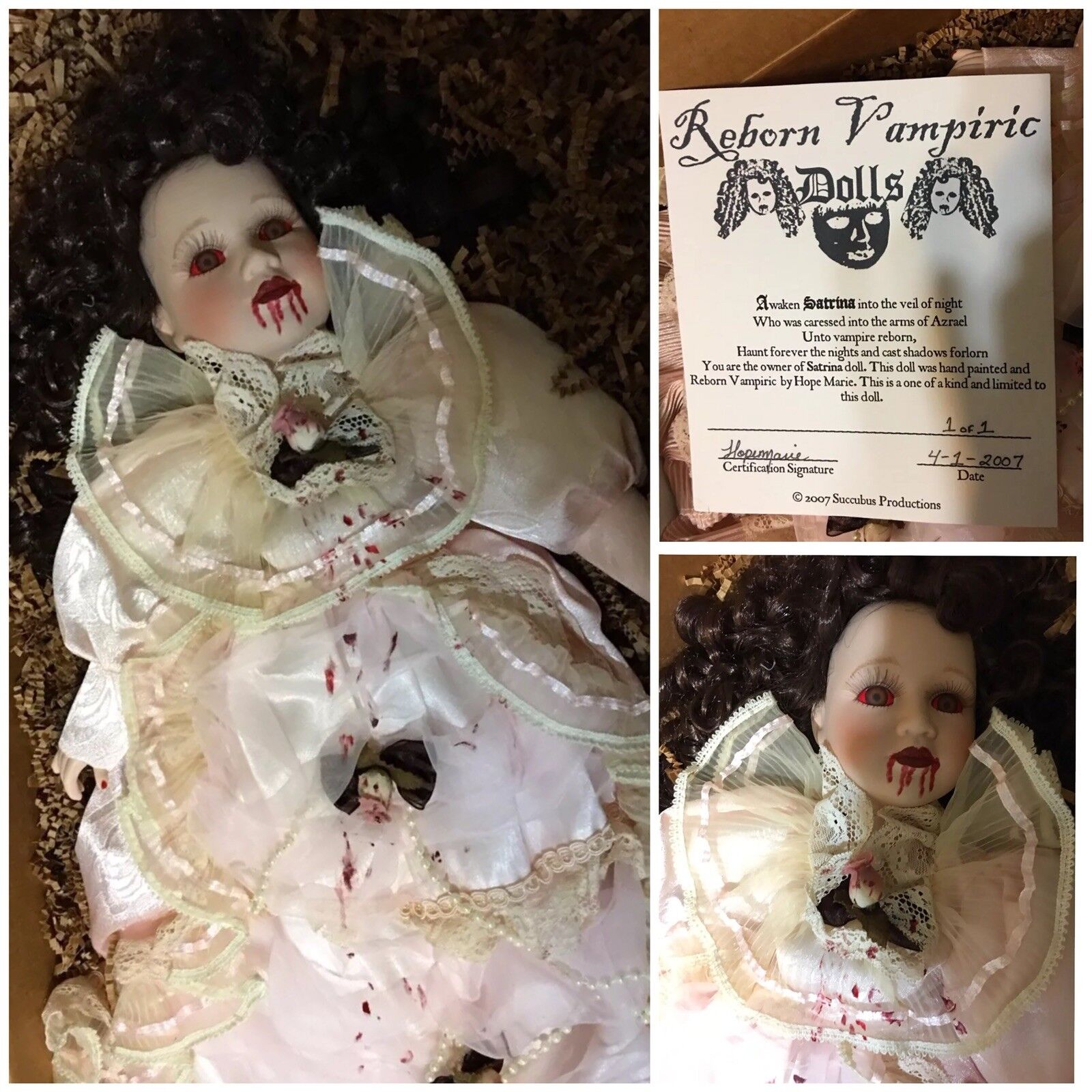 Satrina Vampire Reborn By Hope Marie 4-1-07 Goth 20-inch Reborn Vampiric Doll 