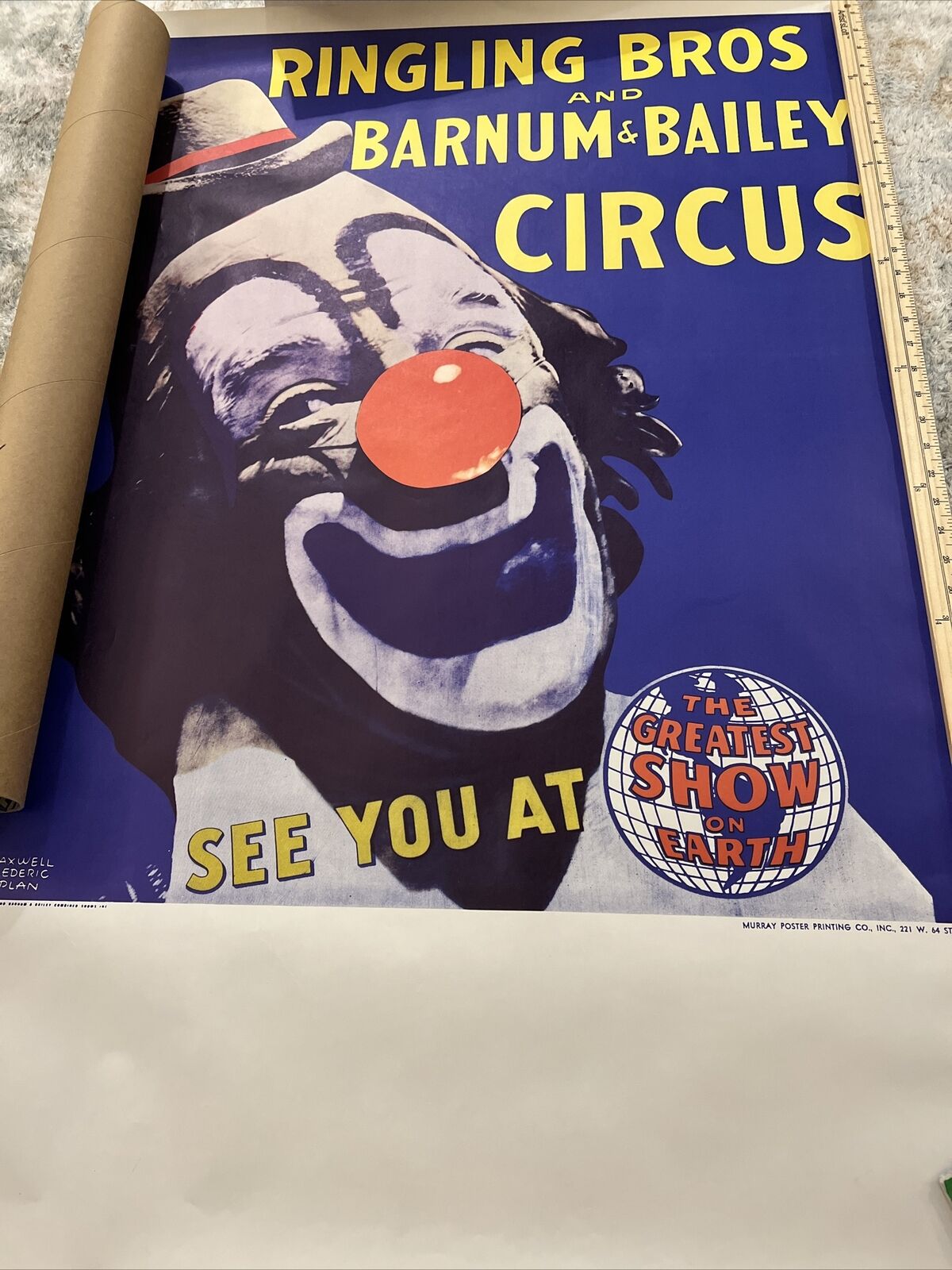 RINGLING BROTHERS CIRCUS POSTER LOU JACOBS CLOWN FEDERIC COPLAND VINTAGE 30x45