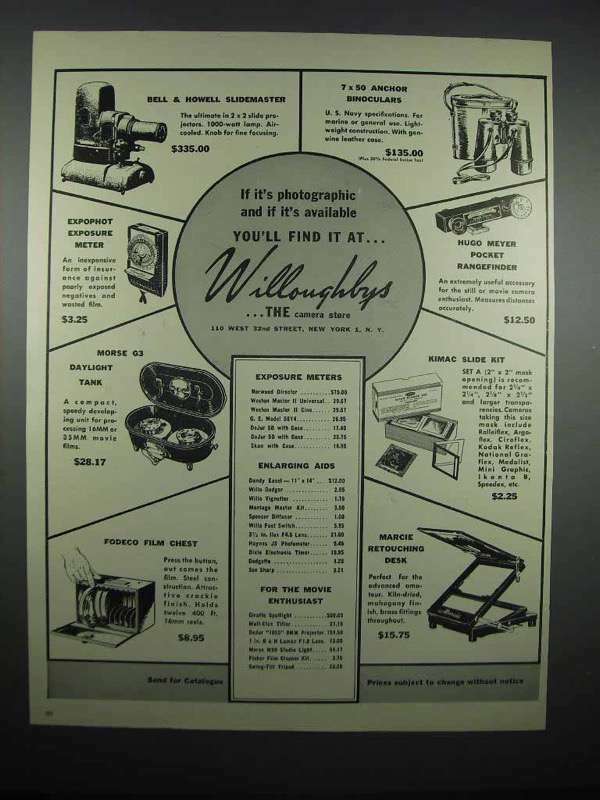 1947 Willoughby\'s Ad - Bell & Howell Slidemaster