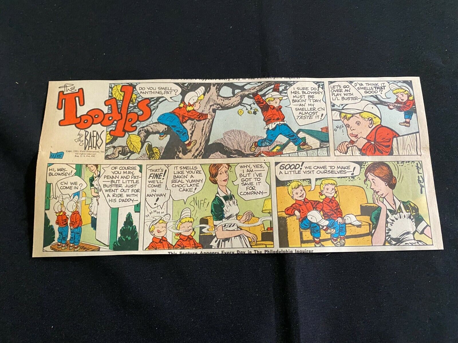 #02A THE TOODLES by The Baers Sunday Third Page Comic Strip November 15, 1953