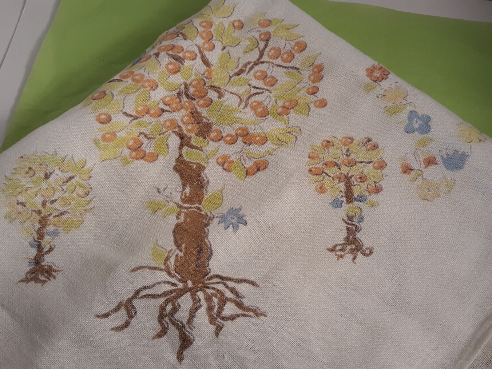 Vintage Hardy Craft Square Linen Tablecloth 50 Inches Mid Century