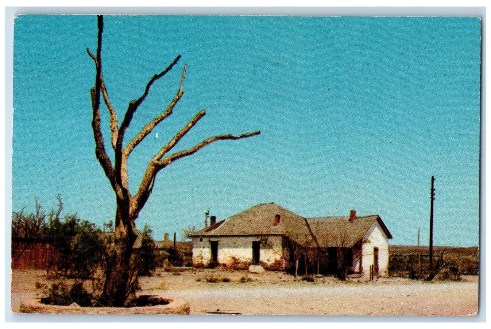 1956 Hang Man's Tree Building Dirt Pathways Langtry Texas TX Posted Postcard