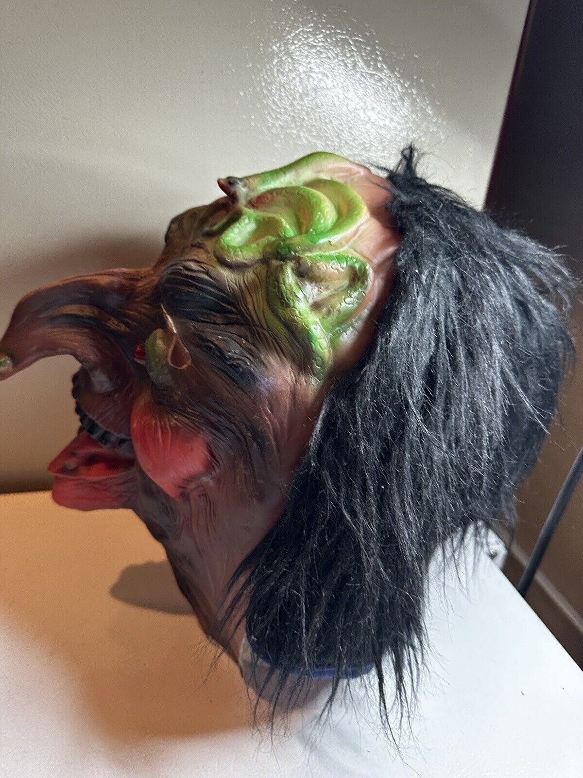 Vintage Rubber Medusa Snake Eyes Witch Full Mask Halloween Ugly