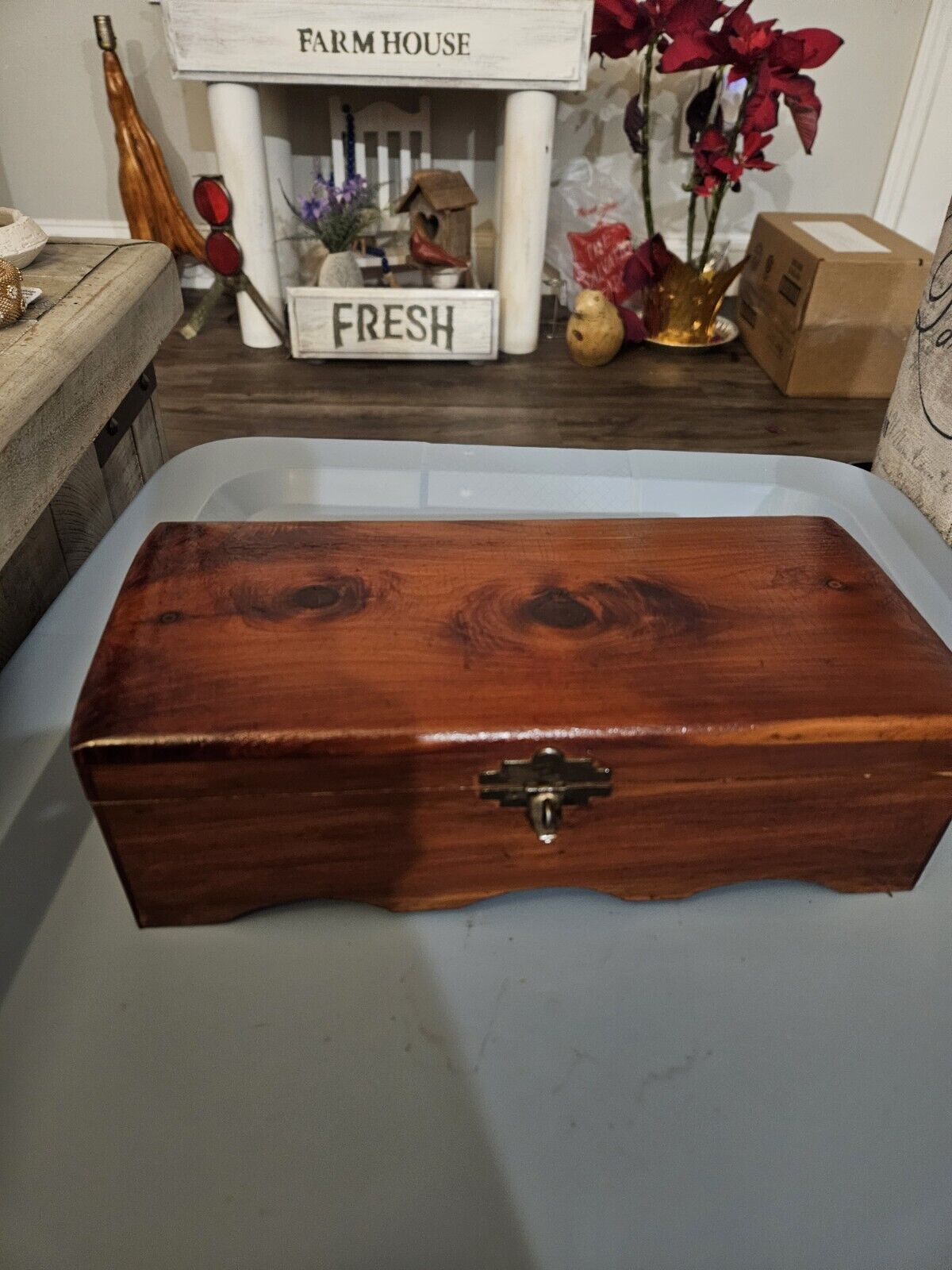 vintage cedar jewelry box
