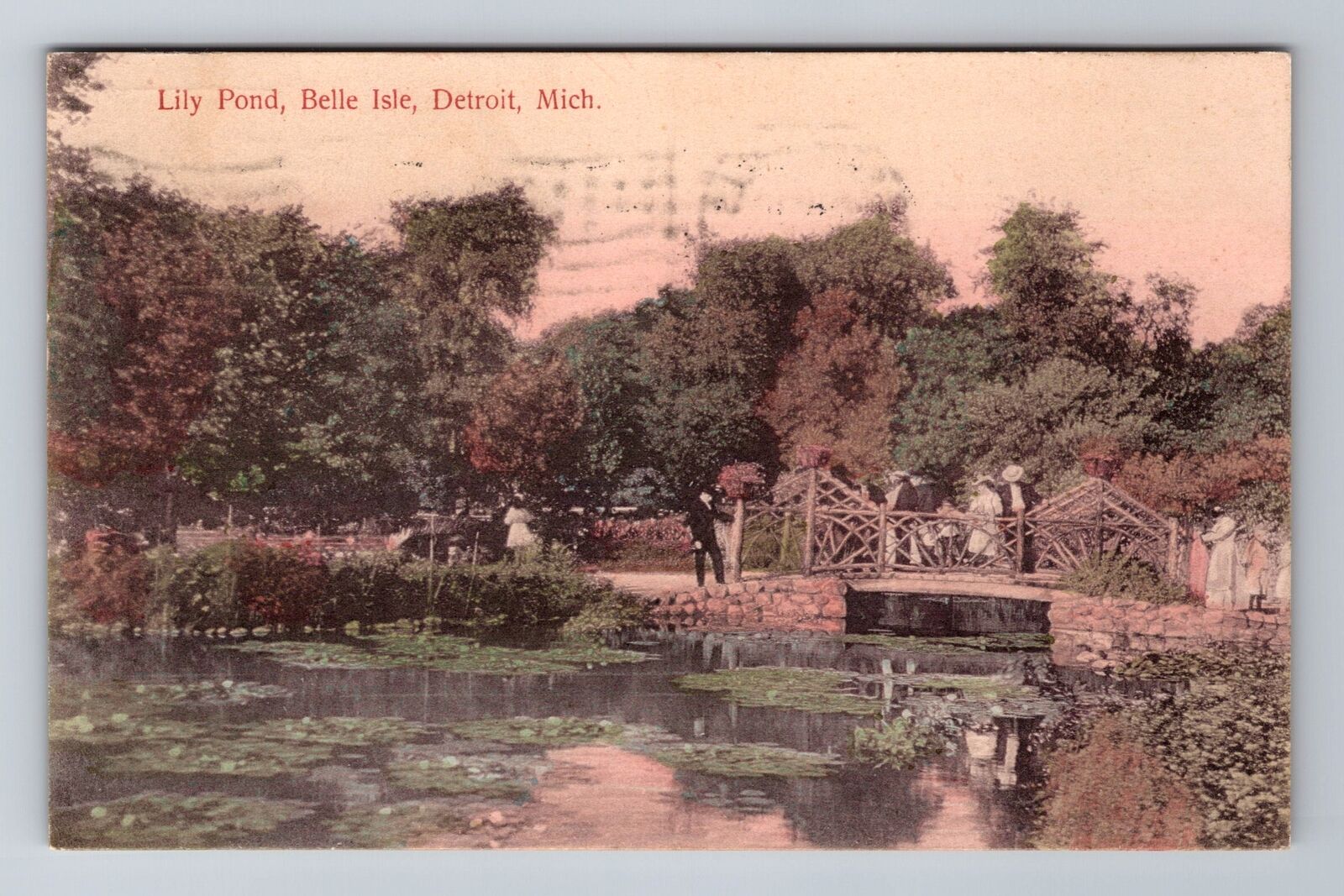 Detroit MI-Michigan, Lily Pond, Belle Isle, Antique, Vintage c1910 Postcard
