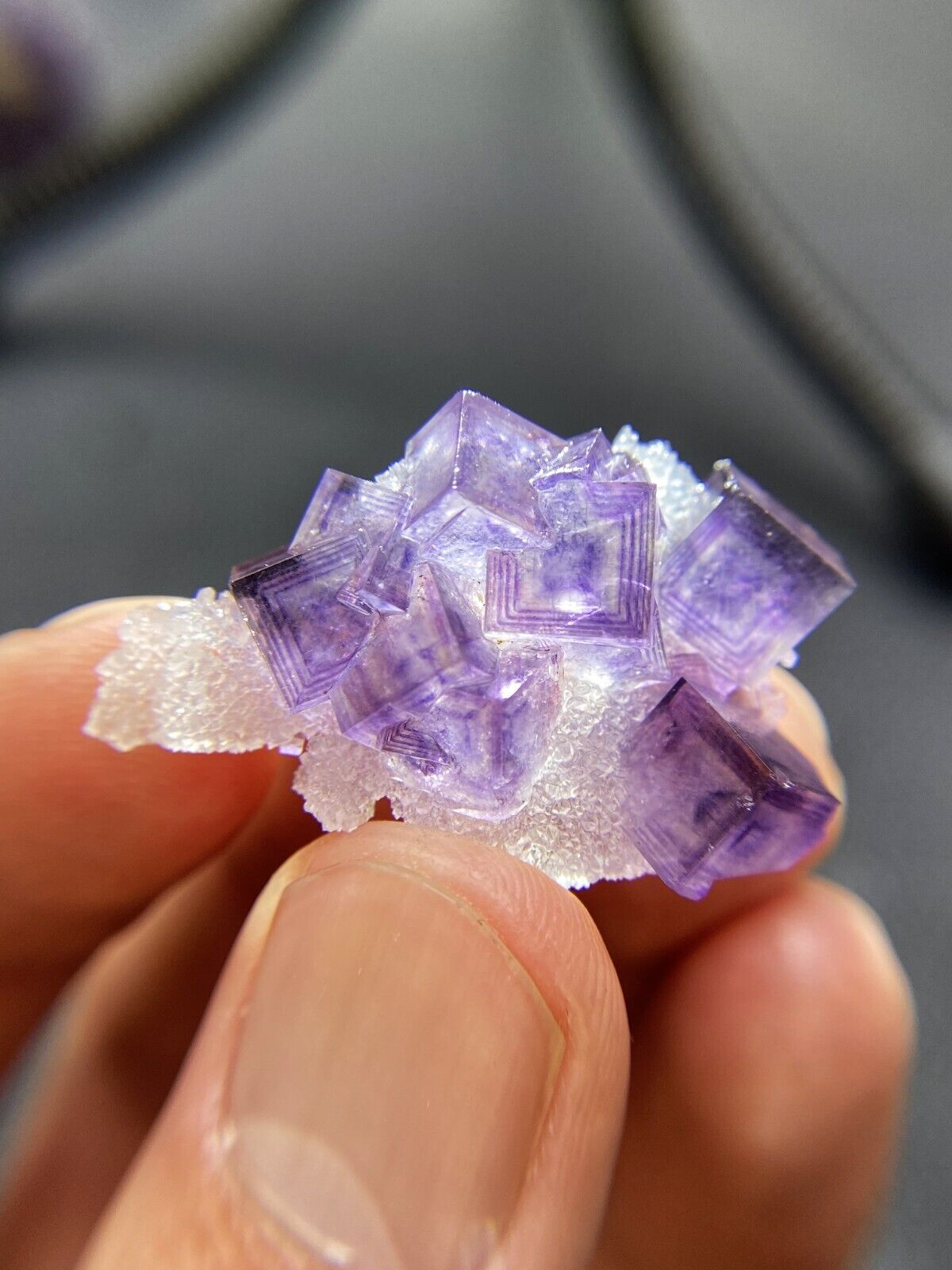 Rare   6.6g Exquisite multi-layer purple window cubic fluorite mineral crystal