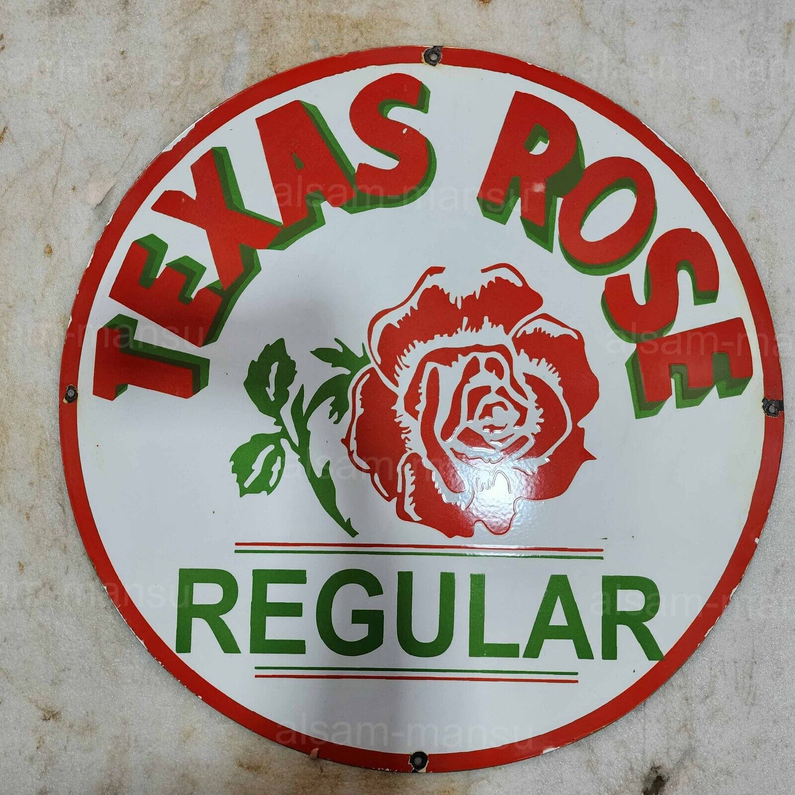 TEXAS ROSE 30 INCHES ROUND ENAMEL SIGN