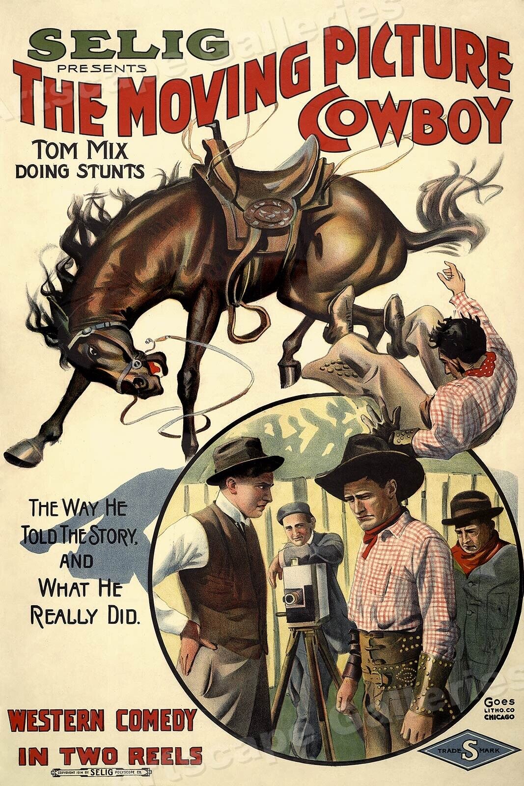 Tom Mix 1914 Stunt Horse Vintage Style Western Movie Poster 16x24