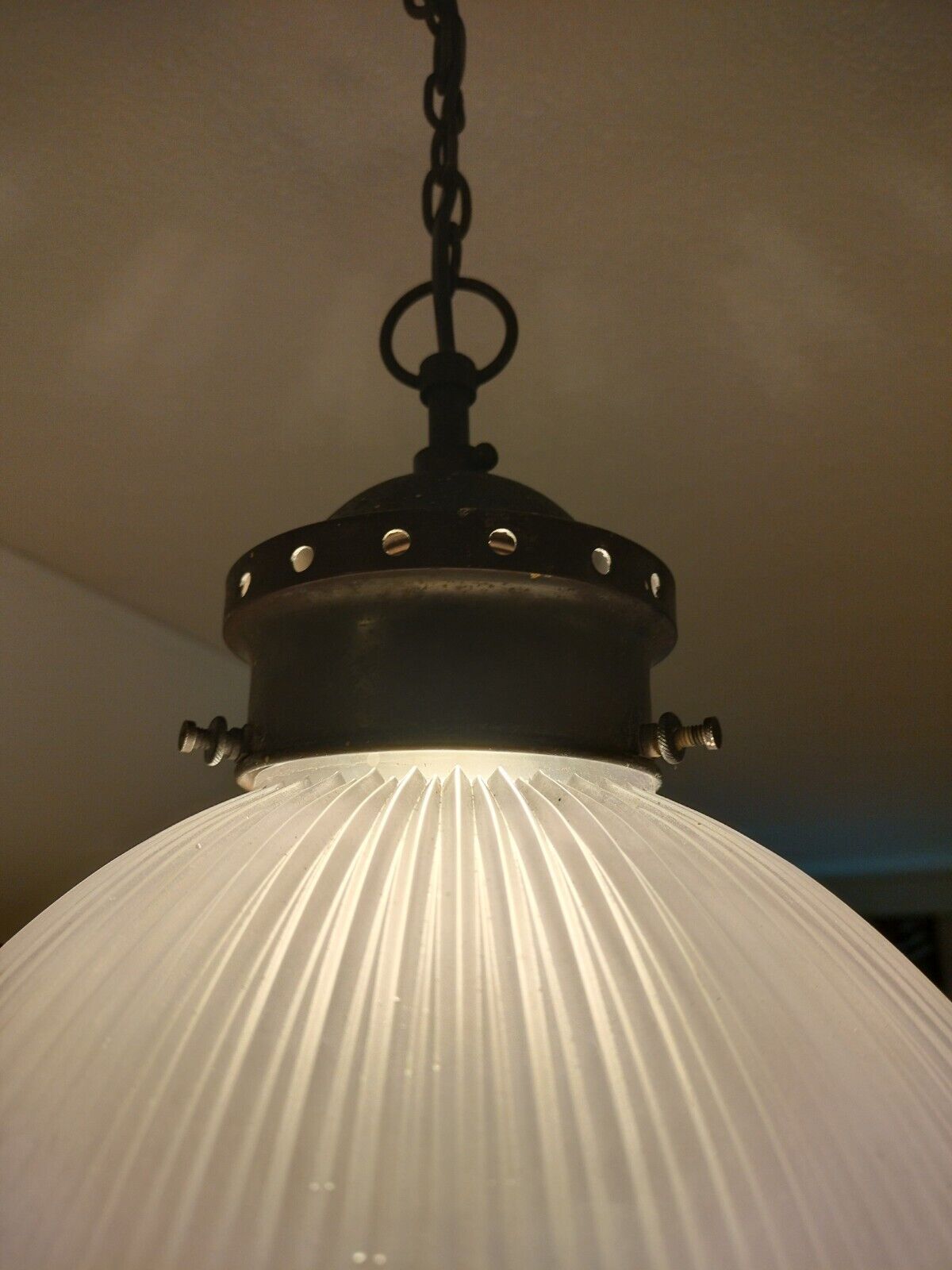vintage holophane marked industrial light lamp