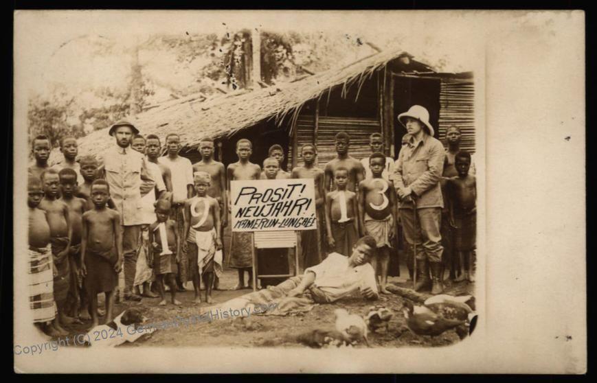 Germany 1913 Kamerun RPPC New Year Native School Postcard Bali Chiefs Nat 105301