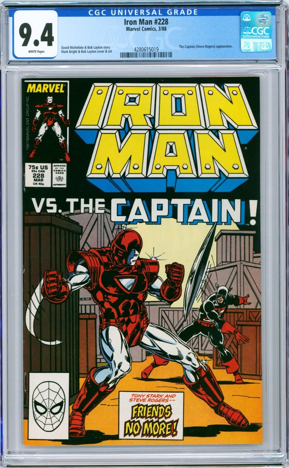 Iron Man #228 1988 Marvel CGC 9.4 Tony Stark v. the Guardsmen, Armor Wars part 4