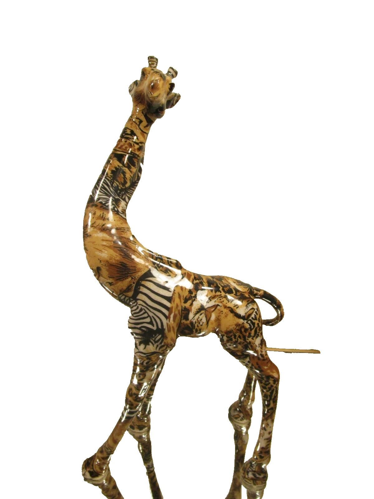 La Vie Standing Giraffe Figurine Animal Print Zebra Tiger Leopard Statue 13\