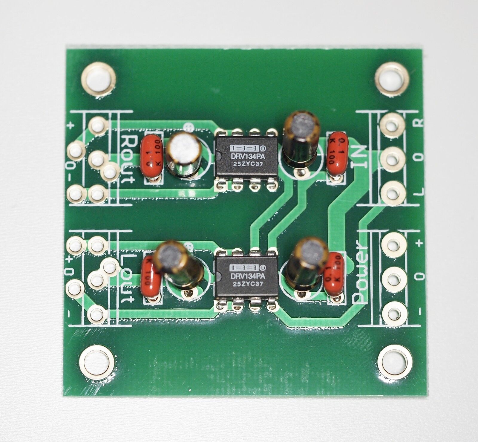 Unbalanced to balanced stereo assembled board ultra low distortion DRV134PAx2 