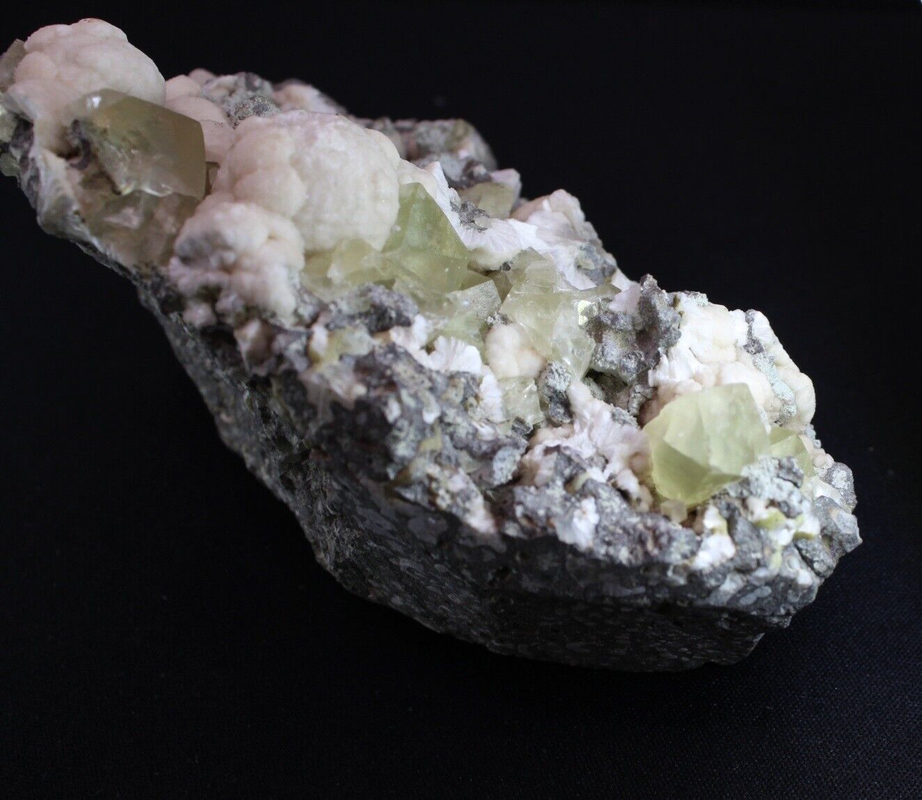 Stunning Yellow Calcite White Okenite Balls Matrix Rock Raw Gem Mineral 314 g
