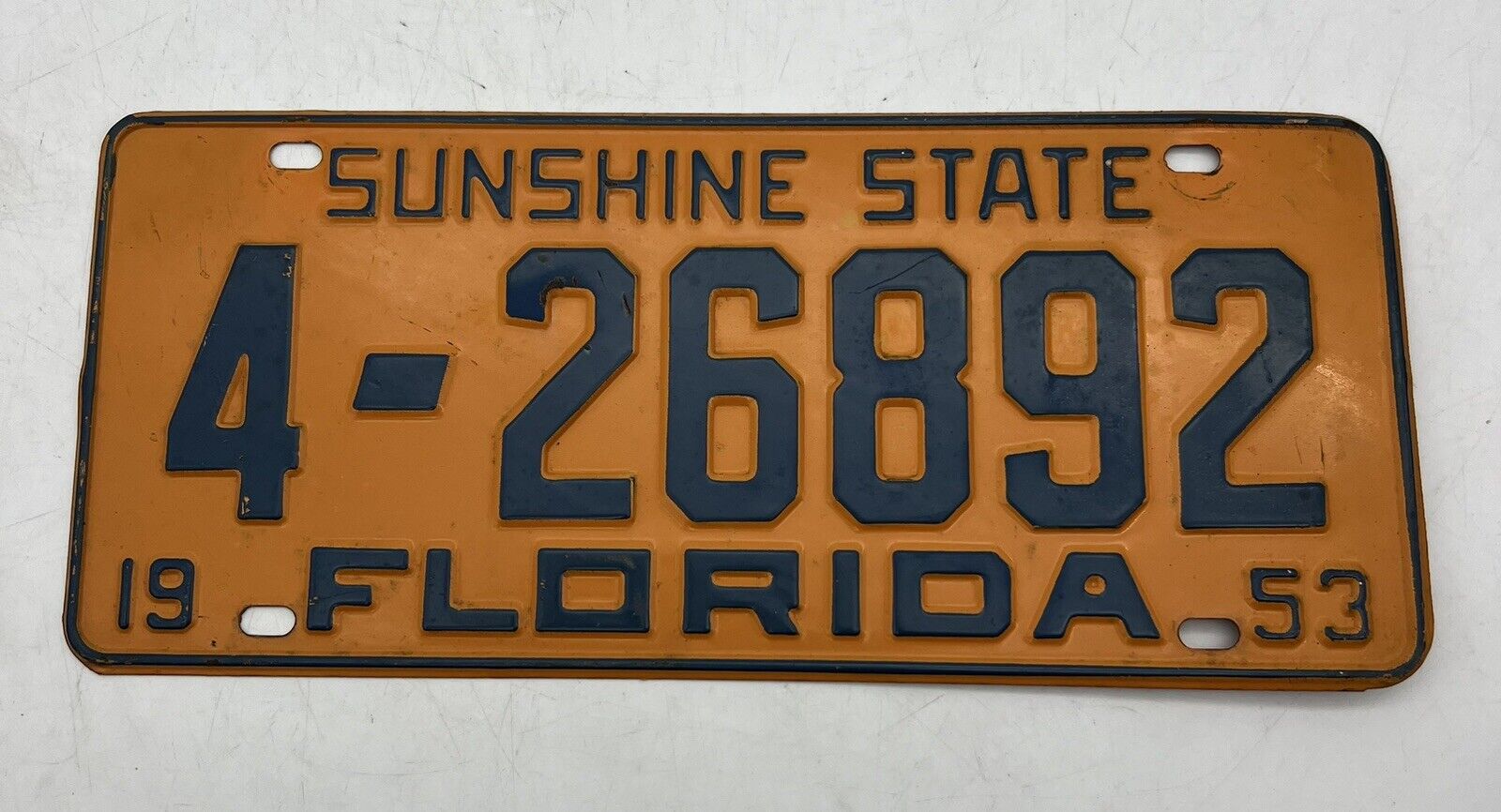 Vintage Florida 1953 License Plate Man Cave Garage Collector #4-26892