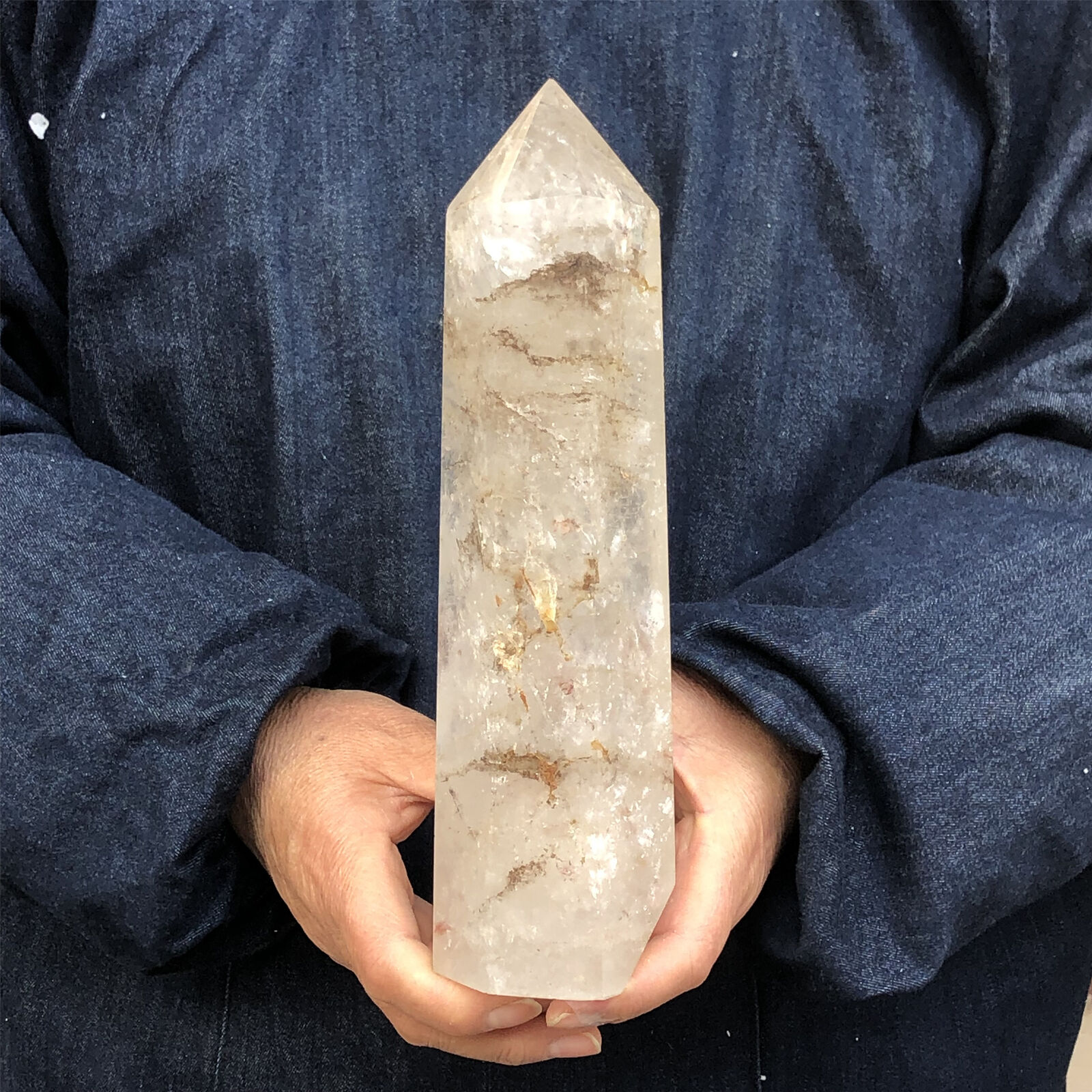 3.12LB Natural White crystal quartz Obelisk wand point healing