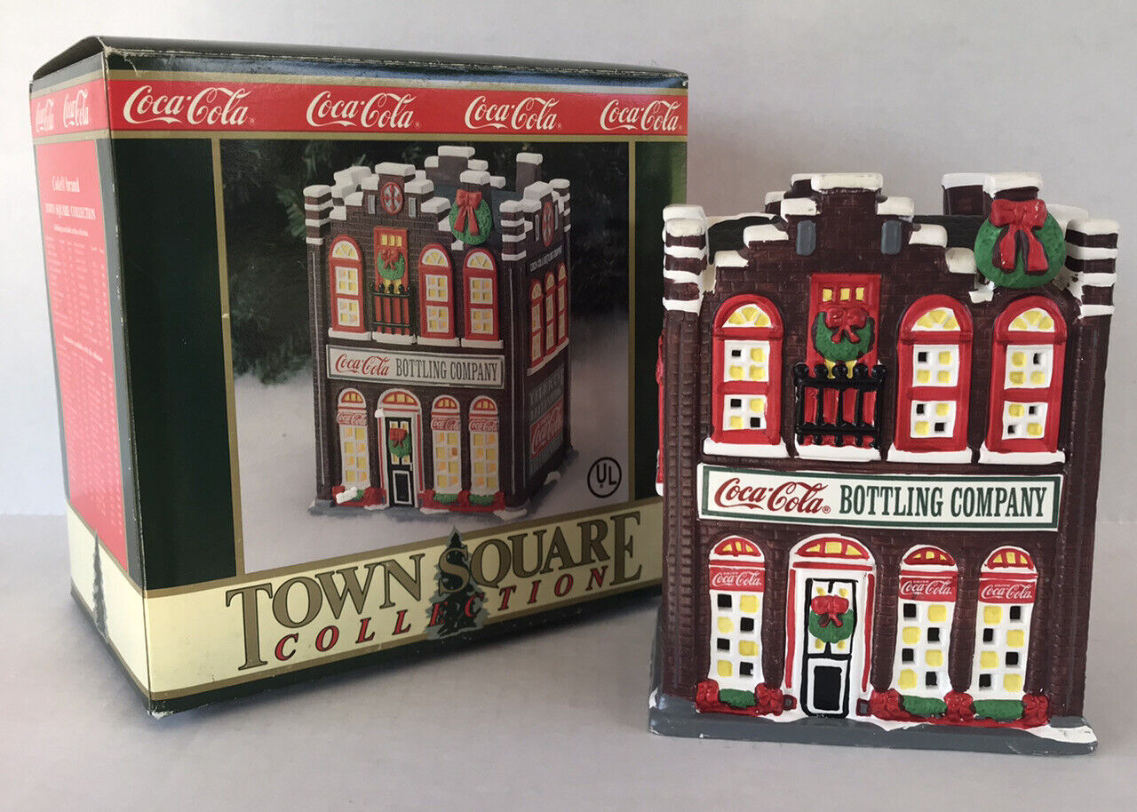 Vintage Coca Christmas Village Bottling Plant 1995 Ceramic Building Town Square