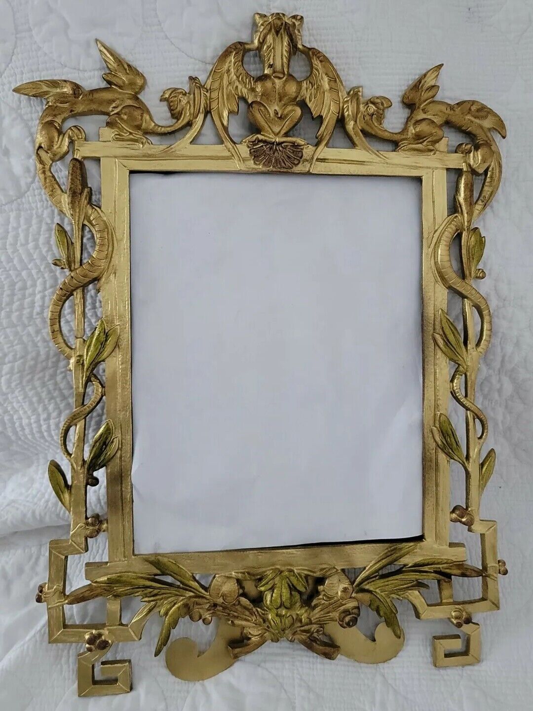 Antique Gothic Rococo Griffins And Frog Cast Iron Ornate Frame 11x17