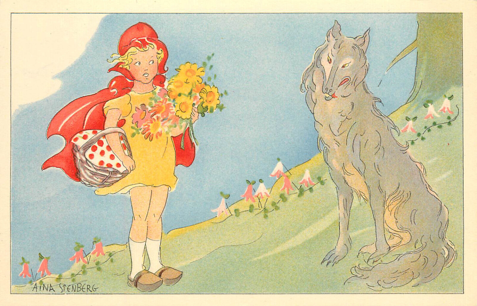Hans Christian Anderson Fairy Tale Postcard Little Red Riding Hood Aina Stenberg