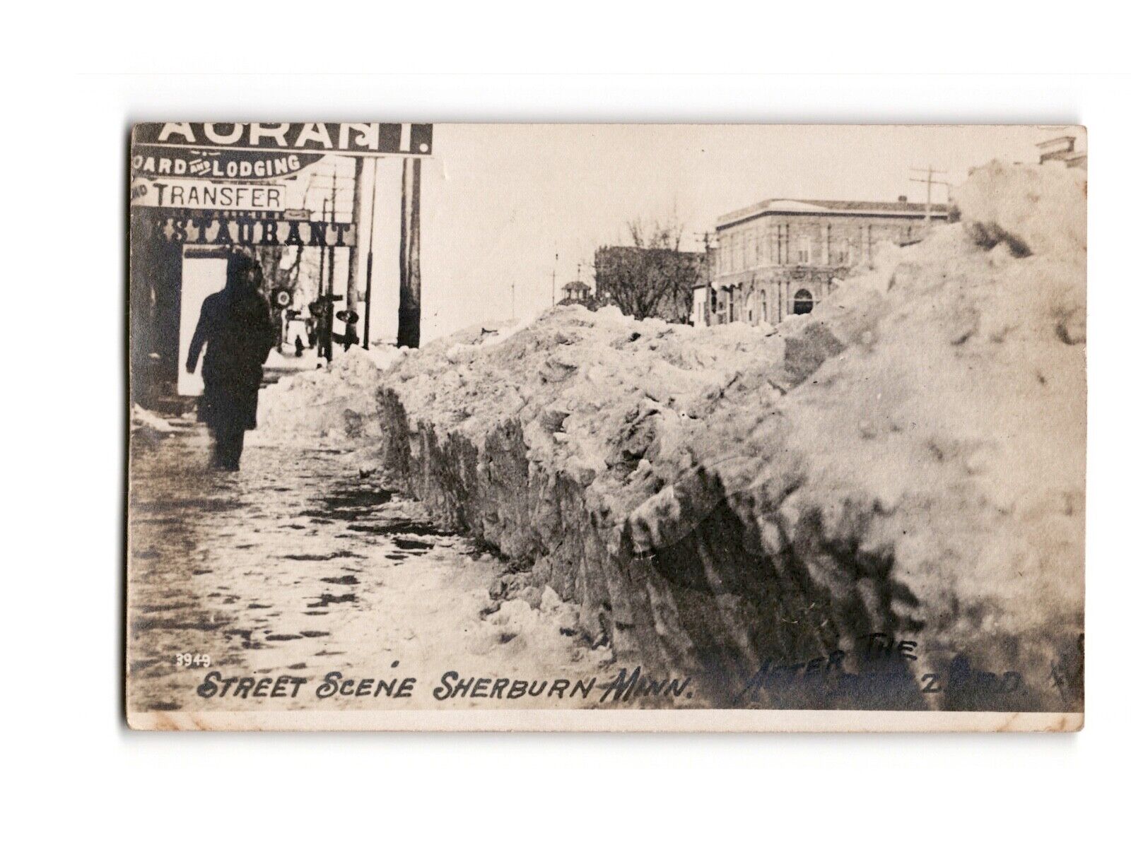 1912 RPPC Sherburn, MN, Winter Street Scene After The Blizzard Vintage Postcard