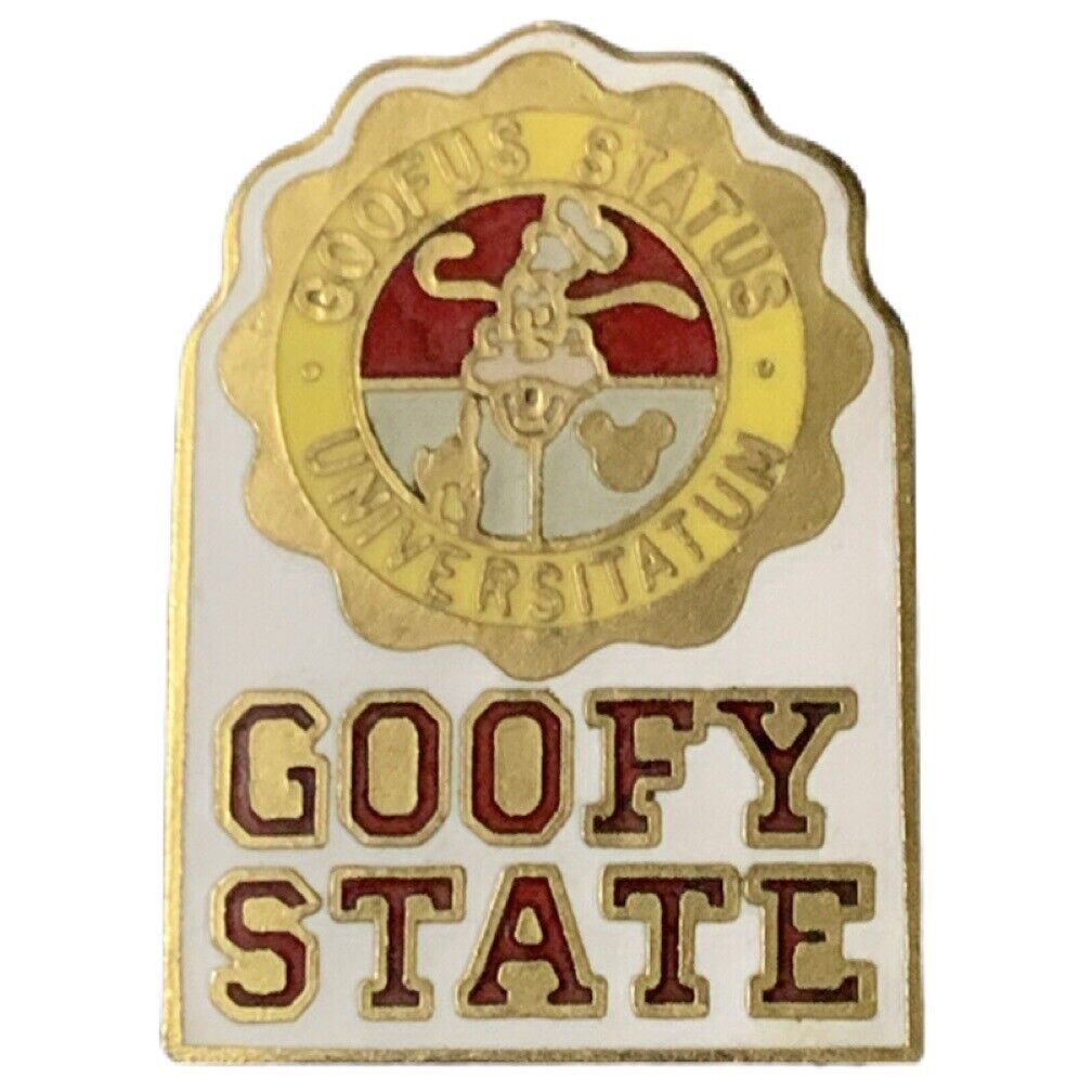 Vintage Disney Goofy State University Goofus Status Universitatum Souvenir Pin